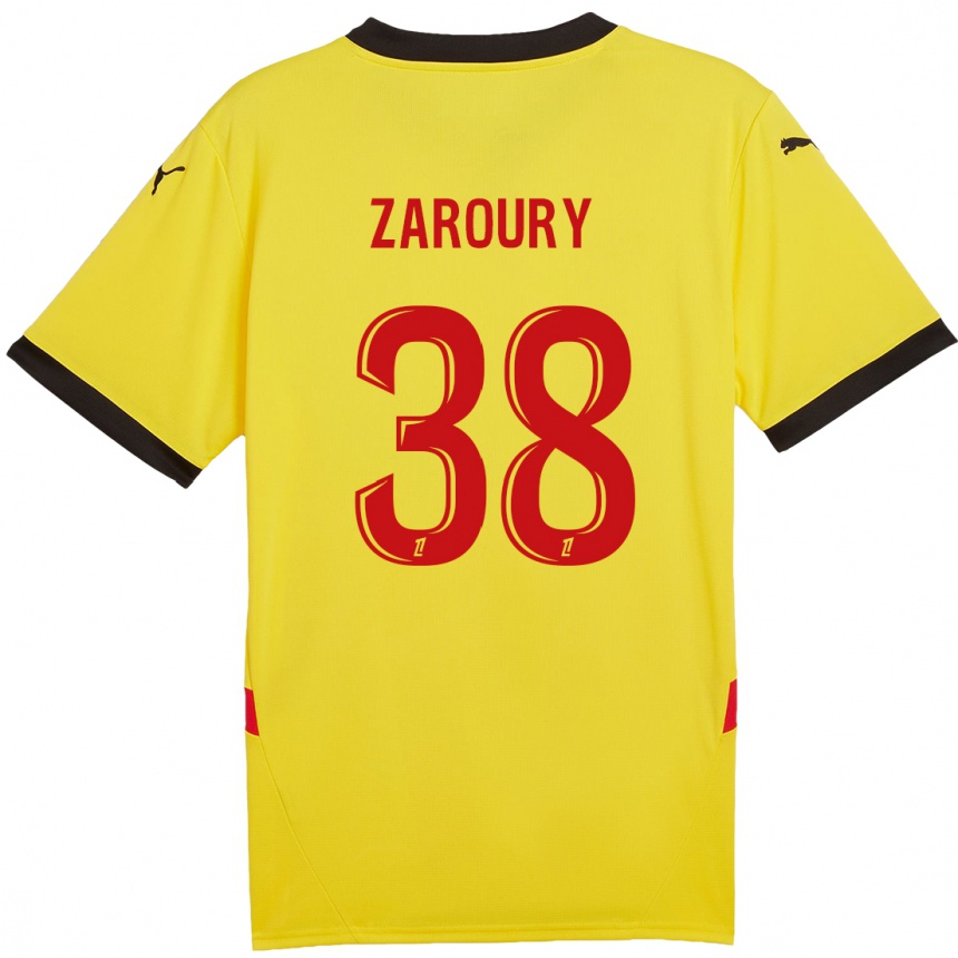 Vaikiškas Anass Zaroury #38 Geltona Raudona Namų Marškinėliai 2024/25 T-Shirt