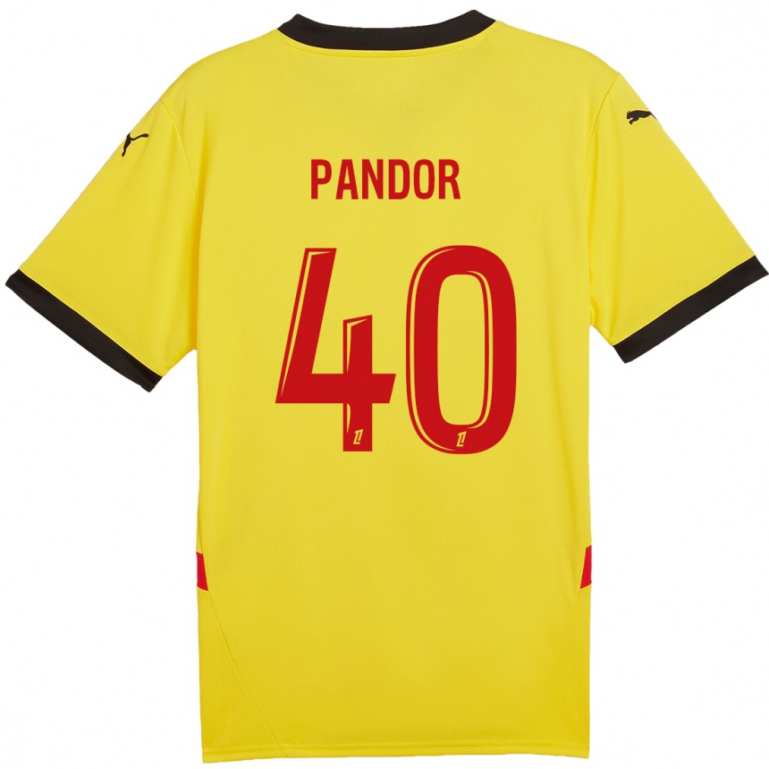 Vaikiškas Yannick Pandor #40 Geltona Raudona Namų Marškinėliai 2024/25 T-Shirt