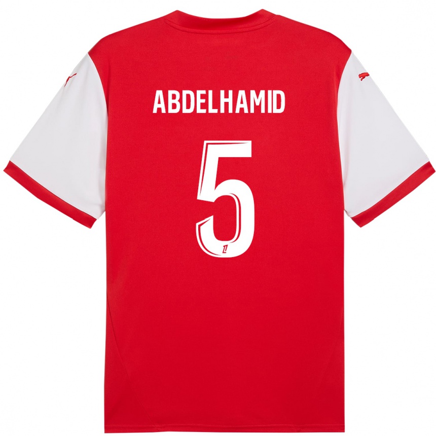 Vaikiškas Yunis Abdelhamid #5 Raudona Balta Namų Marškinėliai 2024/25 T-Shirt