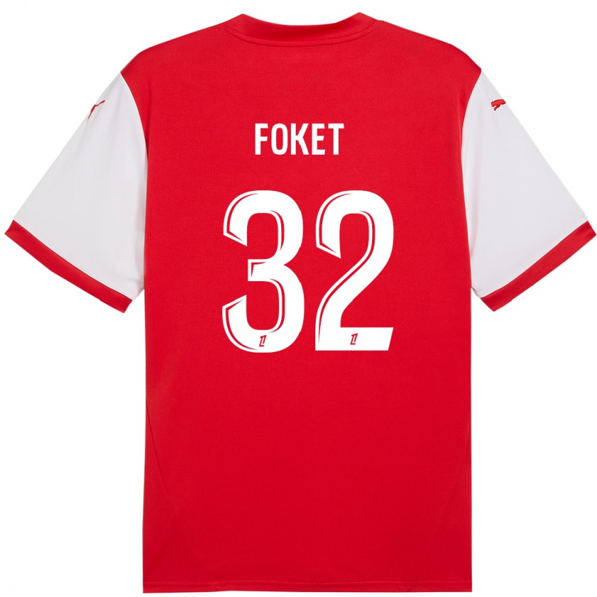 Vaikiškas Thomas Foket #32 Raudona Balta Namų Marškinėliai 2024/25 T-Shirt