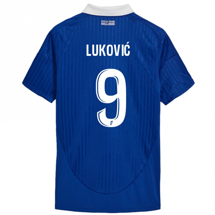 Vaikiškas Milos Lukovic #9 Mėlyna Balta Namų Marškinėliai 2024/25 T-Shirt