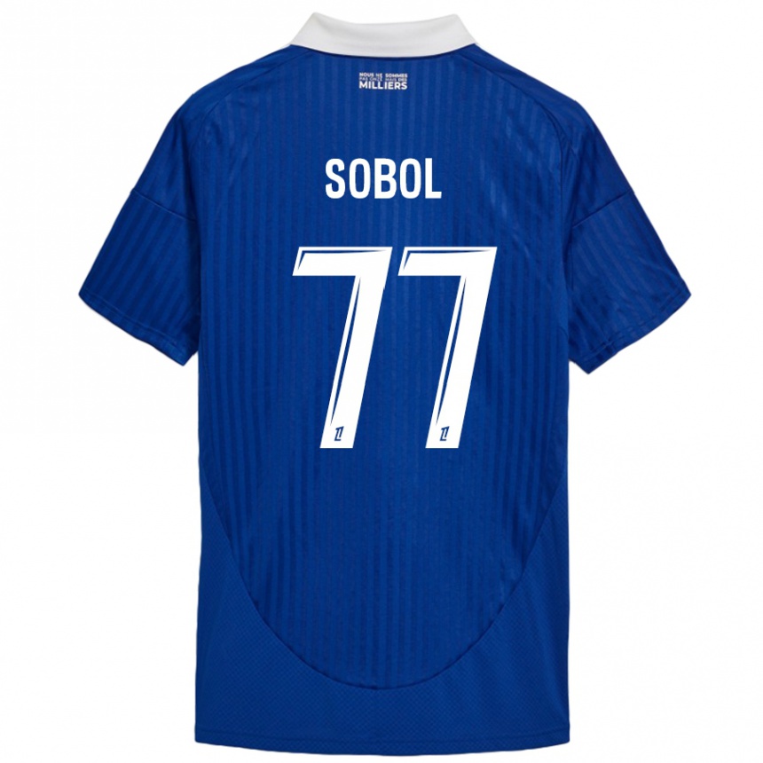 Vaikiškas Eduard Sobol #77 Mėlyna Balta Namų Marškinėliai 2024/25 T-Shirt