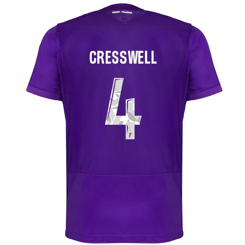 Vaikiškas Charlie Cresswell #4 Violetinė Balta Namų Marškinėliai 2024/25 T-Shirt