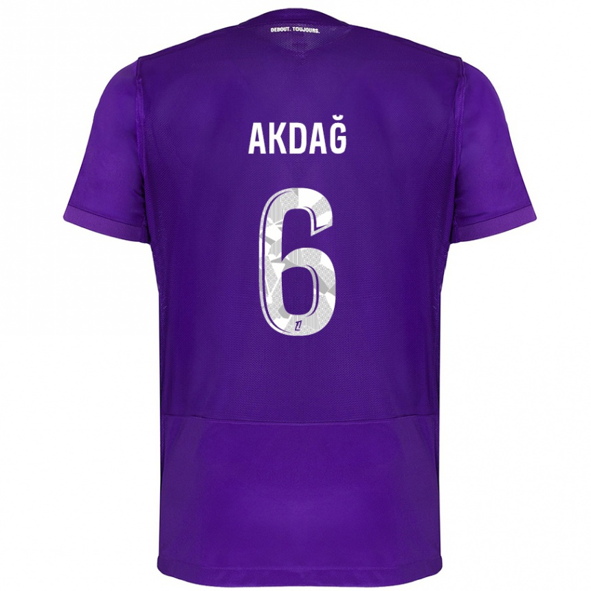 Vaikiškas Ümit Akdağ #6 Violetinė Balta Namų Marškinėliai 2024/25 T-Shirt