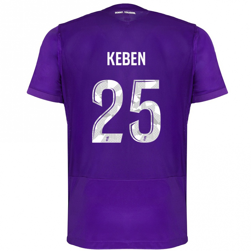 Vaikiškas Kévin Keben #25 Violetinė Balta Namų Marškinėliai 2024/25 T-Shirt