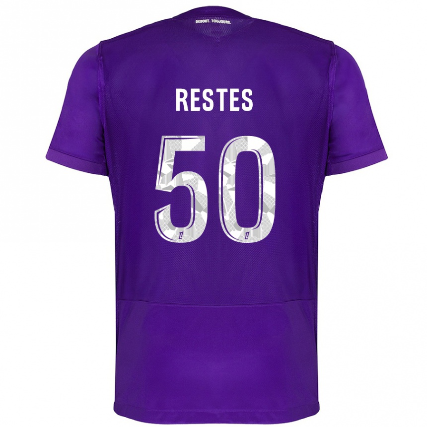 Vaikiškas Guillaume Restes #50 Violetinė Balta Namų Marškinėliai 2024/25 T-Shirt