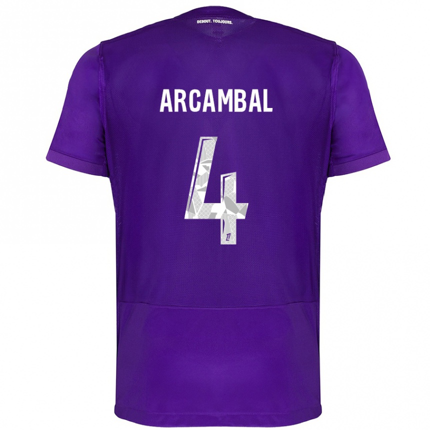 Vaikiškas Anais Arcambal #4 Violetinė Balta Namų Marškinėliai 2024/25 T-Shirt