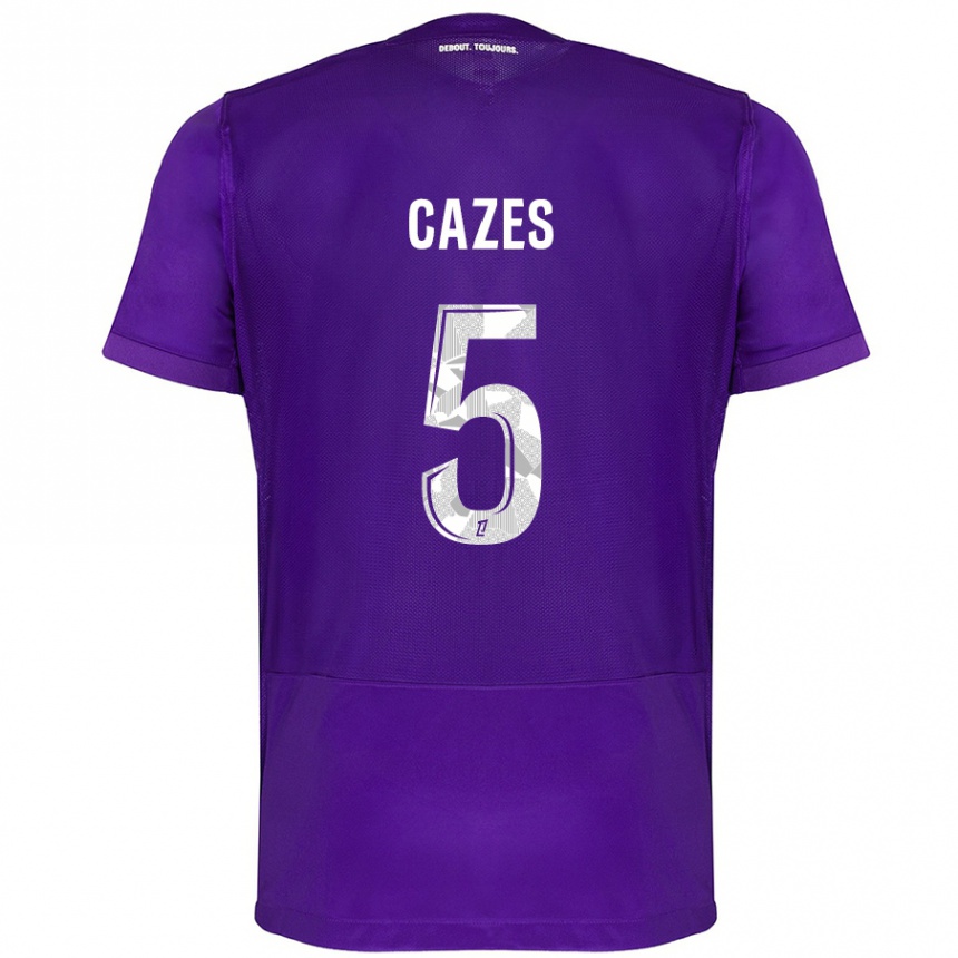 Vaikiškas Manon Cazes #5 Violetinė Balta Namų Marškinėliai 2024/25 T-Shirt