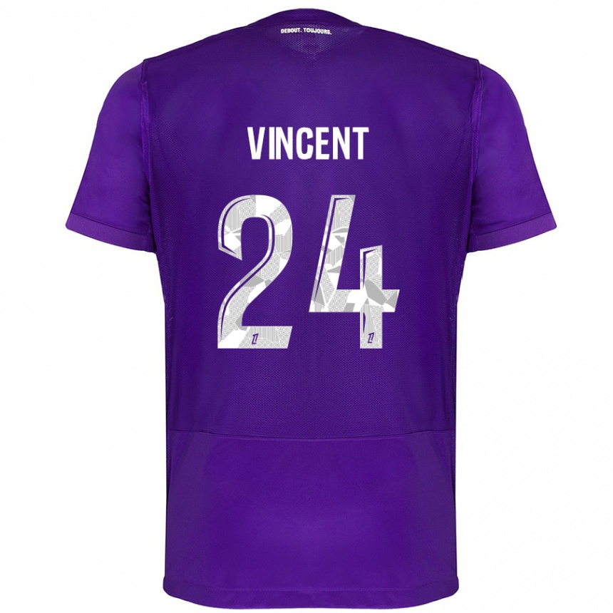 Vaikiškas Magalie Vincent #24 Violetinė Balta Namų Marškinėliai 2024/25 T-Shirt