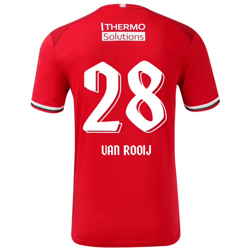 Vaikiškas Bart Van Rooij #28 Raudona Balta Namų Marškinėliai 2024/25 T-Shirt