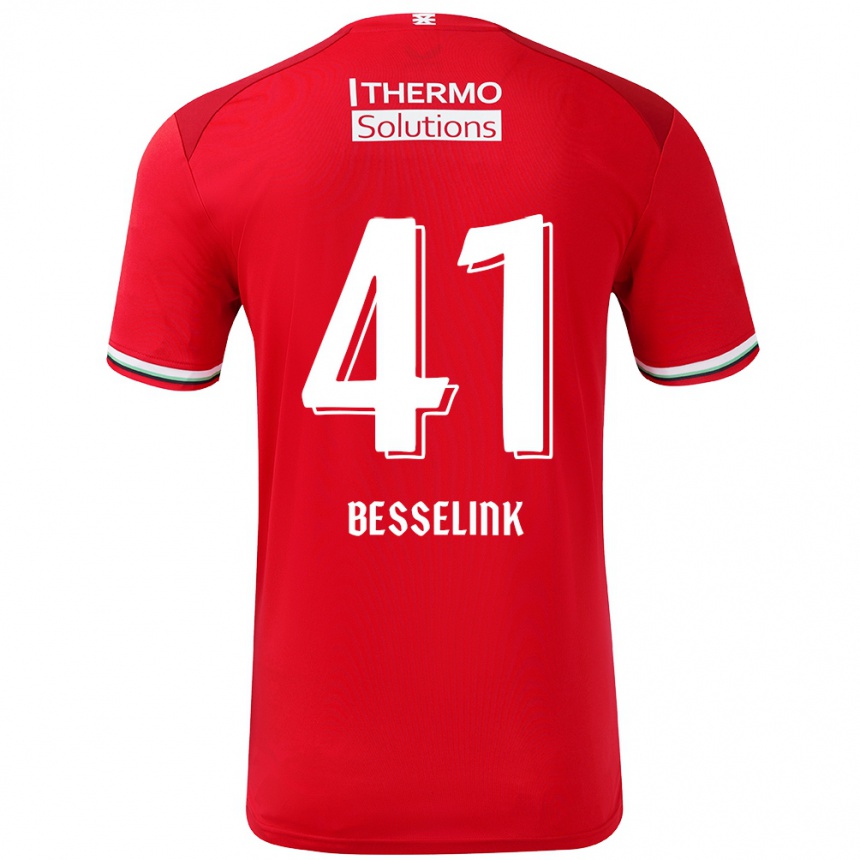 Vaikiškas Gijs Besselink #41 Raudona Balta Namų Marškinėliai 2024/25 T-Shirt