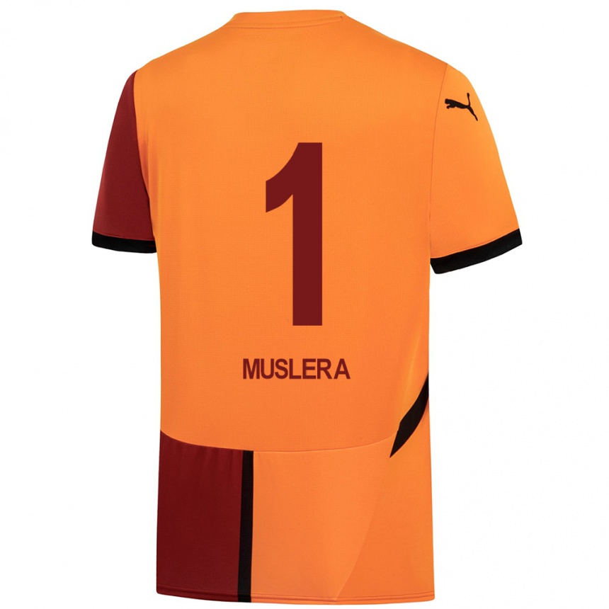 Vaikiškas Fernando Muslera #1 Geltona Raudona Namų Marškinėliai 2024/25 T-Shirt