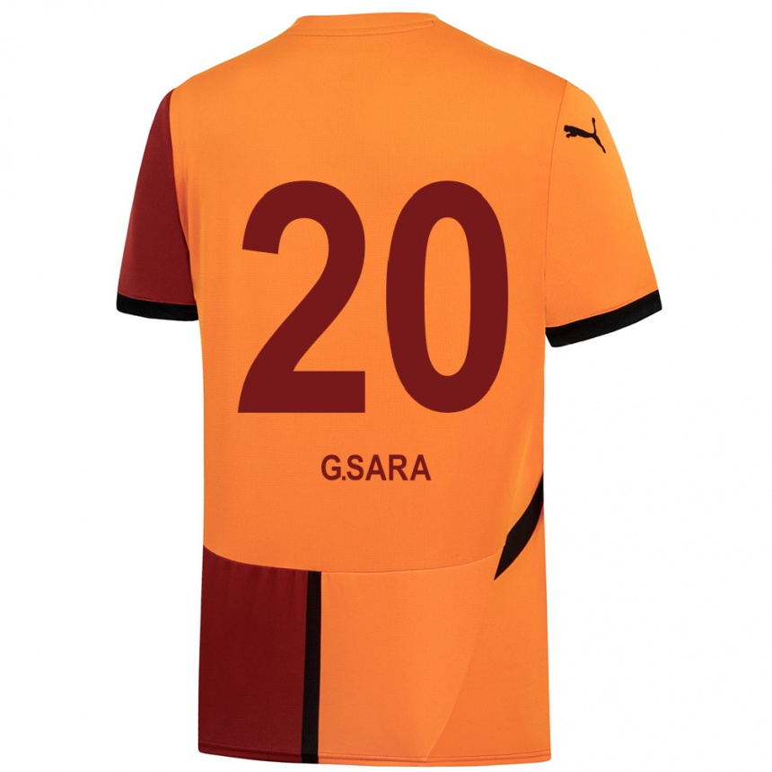 Vaikiškas Gabriel Sara #20 Geltona Raudona Namų Marškinėliai 2024/25 T-Shirt