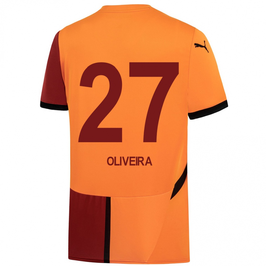 Vaikiškas Sérgio Oliveira #27 Geltona Raudona Namų Marškinėliai 2024/25 T-Shirt