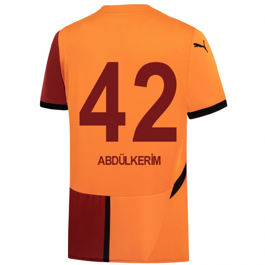 Vaikiškas Abdülkerim Bardakcı #42 Geltona Raudona Namų Marškinėliai 2024/25 T-Shirt