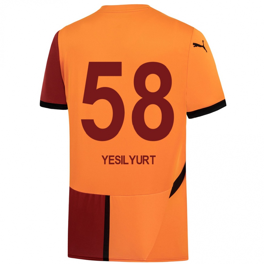 Vaikiškas Ali Yeşilyurt #58 Geltona Raudona Namų Marškinėliai 2024/25 T-Shirt