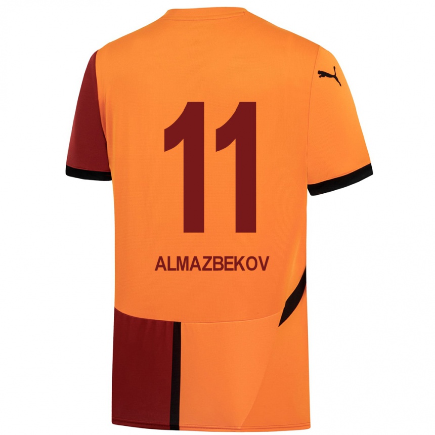 Vaikiškas Beknaz Almazbekov #11 Geltona Raudona Namų Marškinėliai 2024/25 T-Shirt