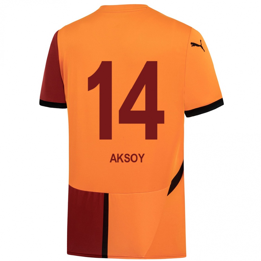 Vaikiškas Berkan Aksoy #14 Geltona Raudona Namų Marškinėliai 2024/25 T-Shirt