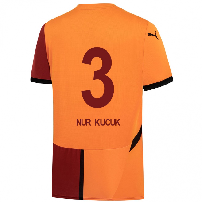 Vaikiškas Rabia Nur Küçük #3 Geltona Raudona Namų Marškinėliai 2024/25 T-Shirt