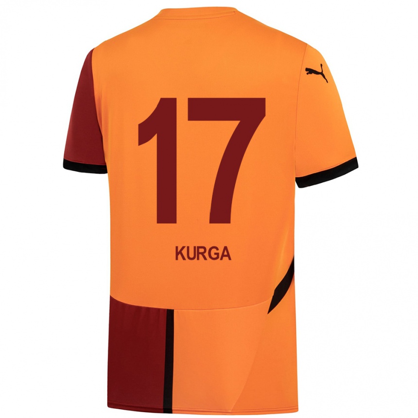 Vaikiškas Handan Kurğa #17 Geltona Raudona Namų Marškinėliai 2024/25 T-Shirt