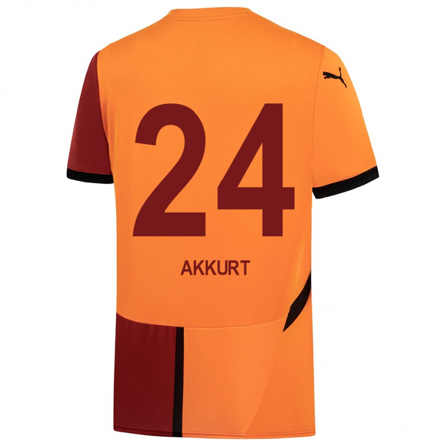 Vaikiškas Arzu Akkurt #24 Geltona Raudona Namų Marškinėliai 2024/25 T-Shirt