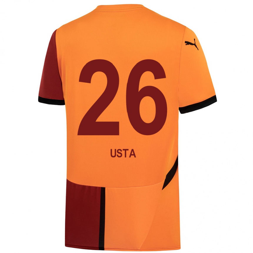 Vaikiškas Alanur Usta #26 Geltona Raudona Namų Marškinėliai 2024/25 T-Shirt