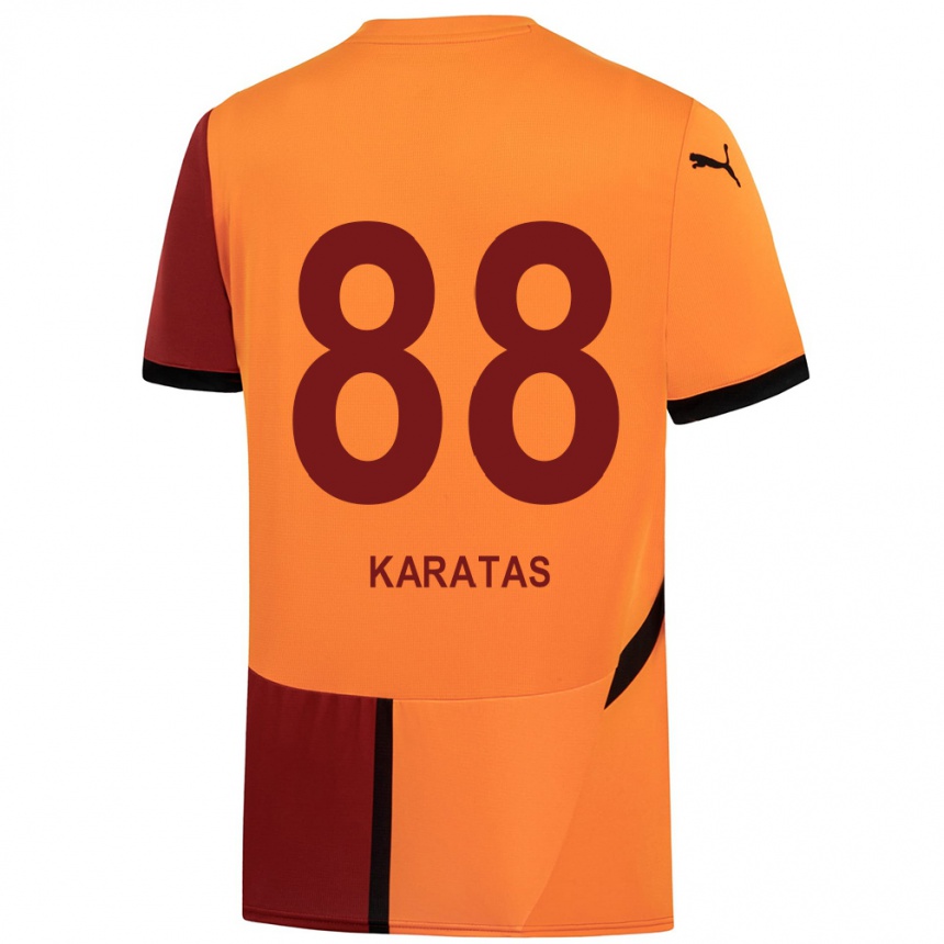 Vaikiškas Kazımcan Karataş #88 Geltona Raudona Namų Marškinėliai 2024/25 T-Shirt