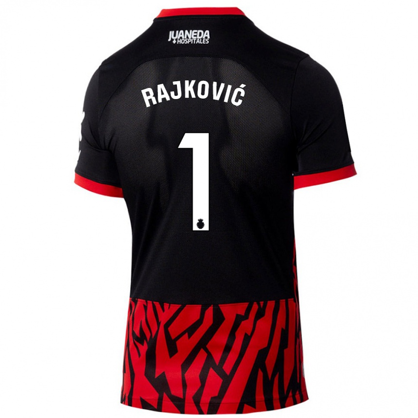 Vaikiškas Predrag Rajkovic #1 Juoda Raudona Namų Marškinėliai 2024/25 T-Shirt