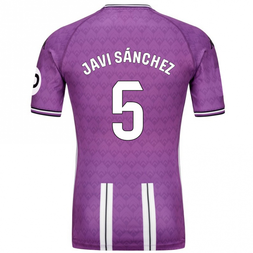 Vaikiškas Javi Sánchez #5 Violetinė Balta Namų Marškinėliai 2024/25 T-Shirt