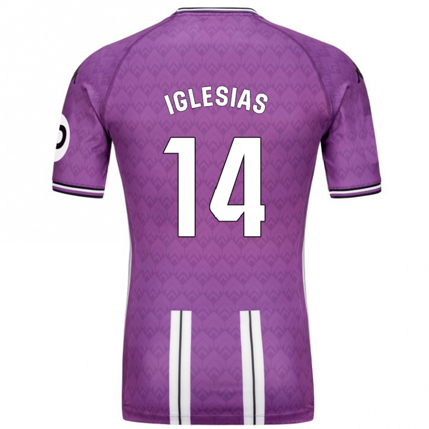 Vaikiškas Koke Iglesias #14 Violetinė Balta Namų Marškinėliai 2024/25 T-Shirt