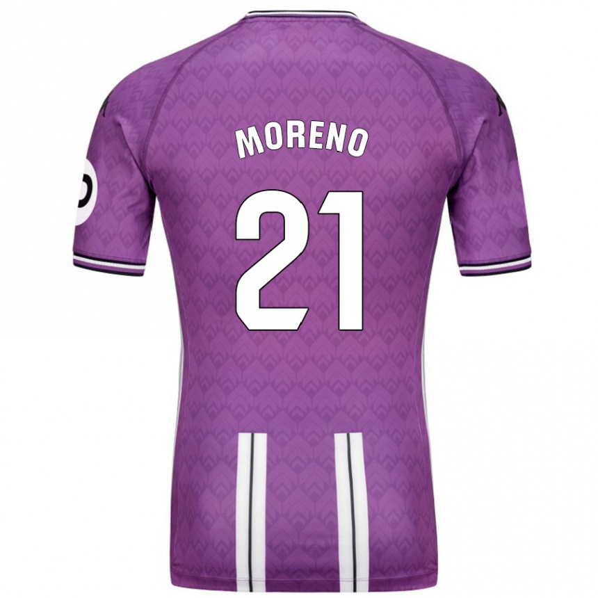 Vaikiškas Xavi Moreno #21 Violetinė Balta Namų Marškinėliai 2024/25 T-Shirt