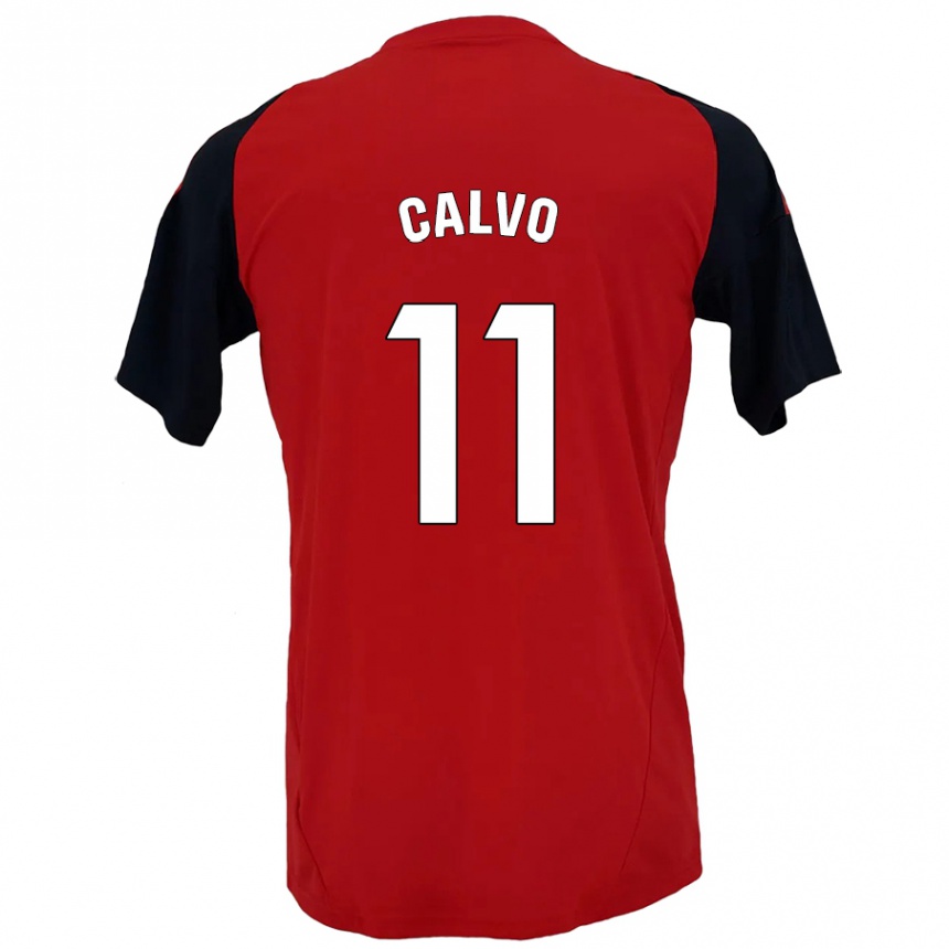 Vaikiškas Álex Calvo #11 Raudona Juoda Namų Marškinėliai 2024/25 T-Shirt