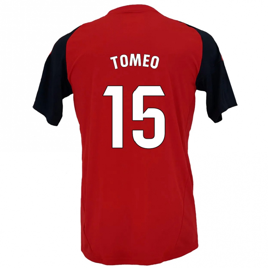 Vaikiškas Pablo Tomeo #15 Raudona Juoda Namų Marškinėliai 2024/25 T-Shirt