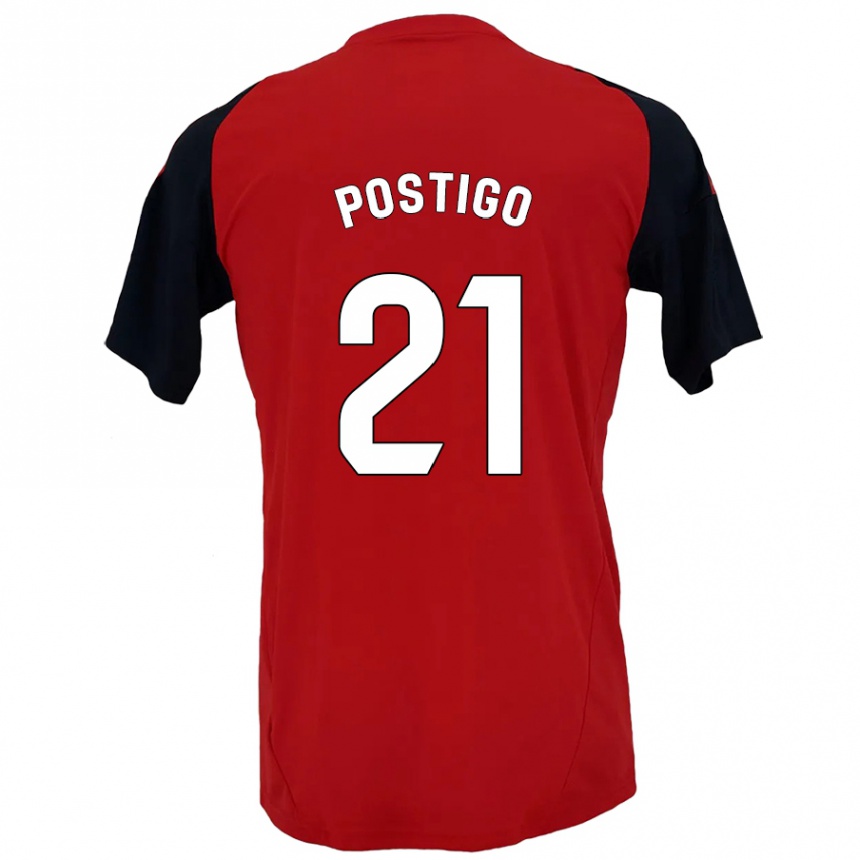 Vaikiškas Sergio Postigo #21 Raudona Juoda Namų Marškinėliai 2024/25 T-Shirt