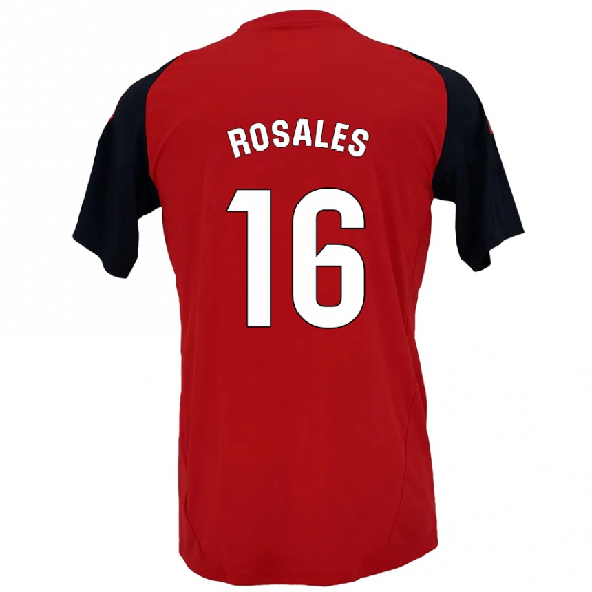 Vaikiškas Diego Rosales #16 Raudona Juoda Namų Marškinėliai 2024/25 T-Shirt