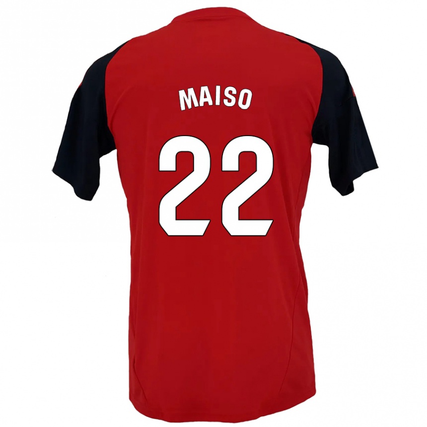 Vaikiškas Álvaro Maiso #22 Raudona Juoda Namų Marškinėliai 2024/25 T-Shirt