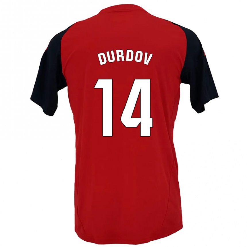 Vaikiškas Ivan Durdov #14 Raudona Juoda Namų Marškinėliai 2024/25 T-Shirt