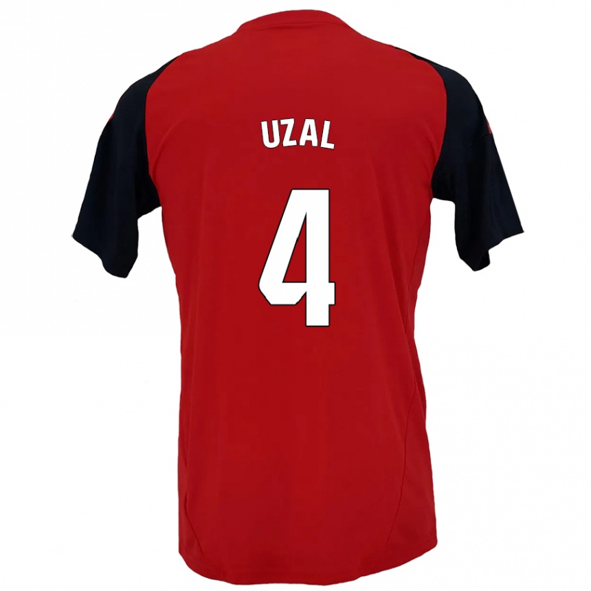 Vaikiškas Yeray Uzal #4 Raudona Juoda Namų Marškinėliai 2024/25 T-Shirt