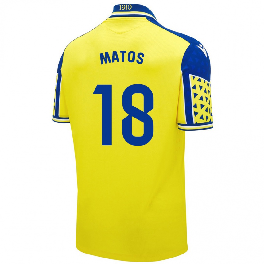 Vaikiškas José Matos #18 Geltona Mėlyna Namų Marškinėliai 2024/25 T-Shirt