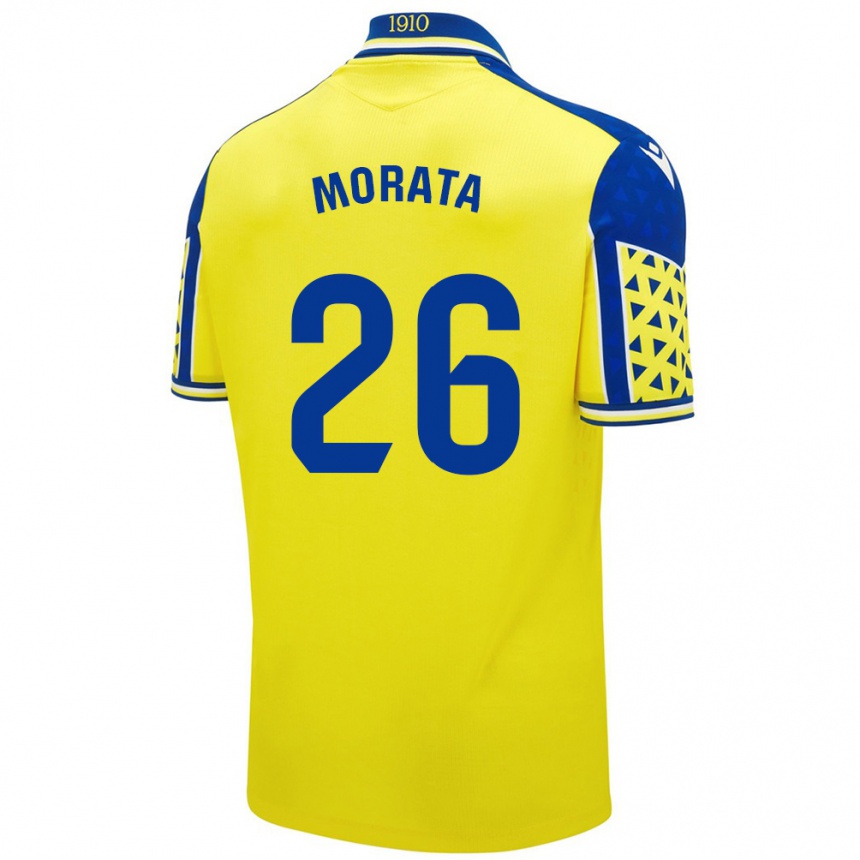 Vaikiškas Álex Morata #26 Geltona Mėlyna Namų Marškinėliai 2024/25 T-Shirt