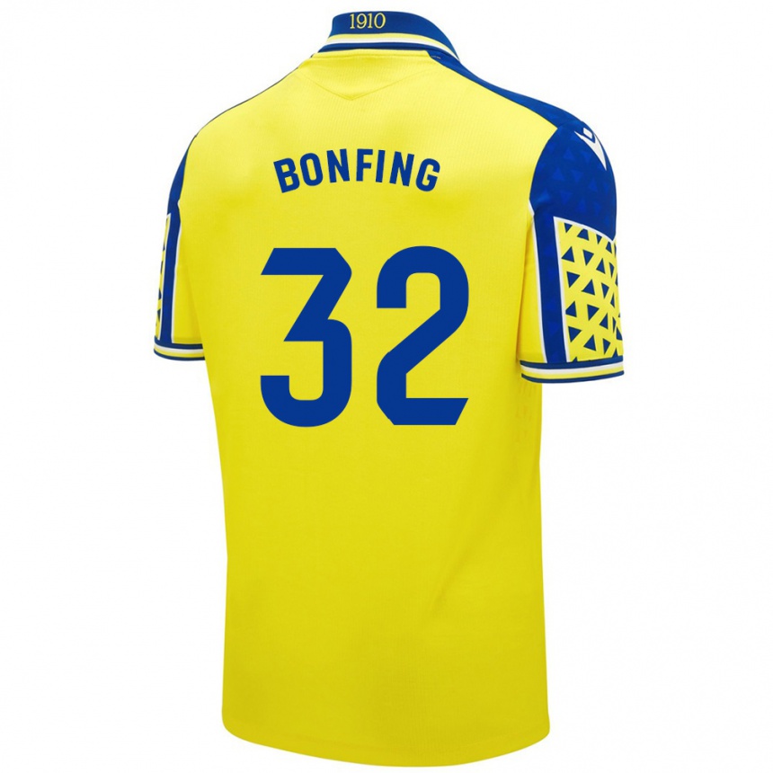 Vaikiškas Boubacar Bonfing #32 Geltona Mėlyna Namų Marškinėliai 2024/25 T-Shirt