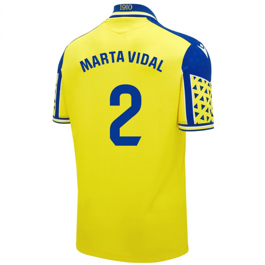 Vaikiškas Marta Vidal Vela #2 Geltona Mėlyna Namų Marškinėliai 2024/25 T-Shirt