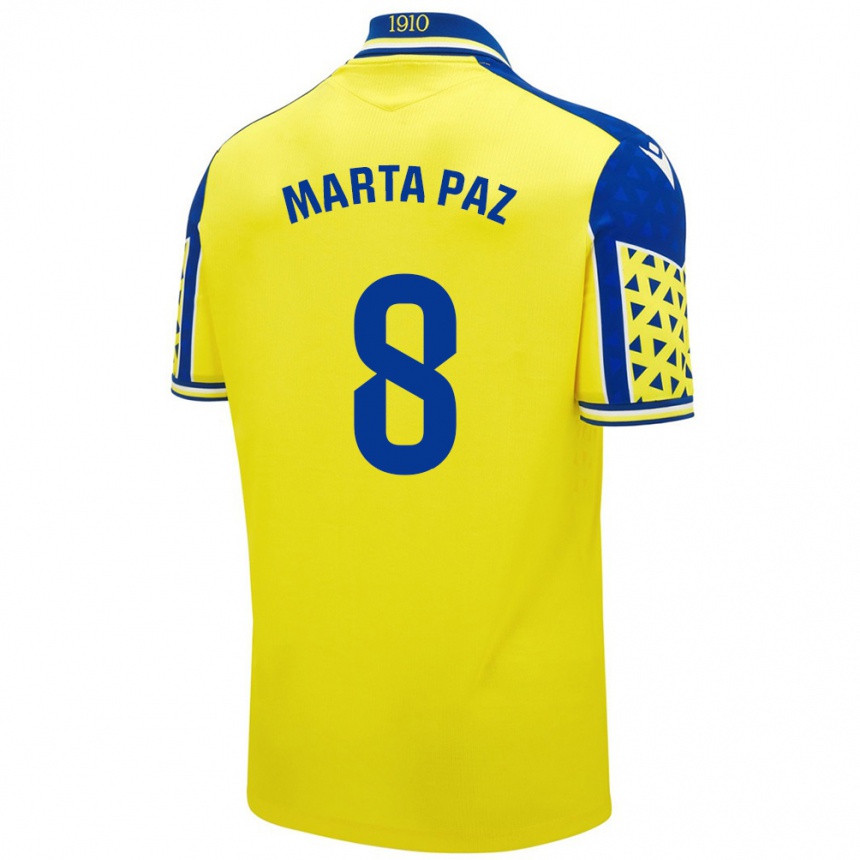 Vaikiškas Marta Milagros Paz Cruz #8 Geltona Mėlyna Namų Marškinėliai 2024/25 T-Shirt