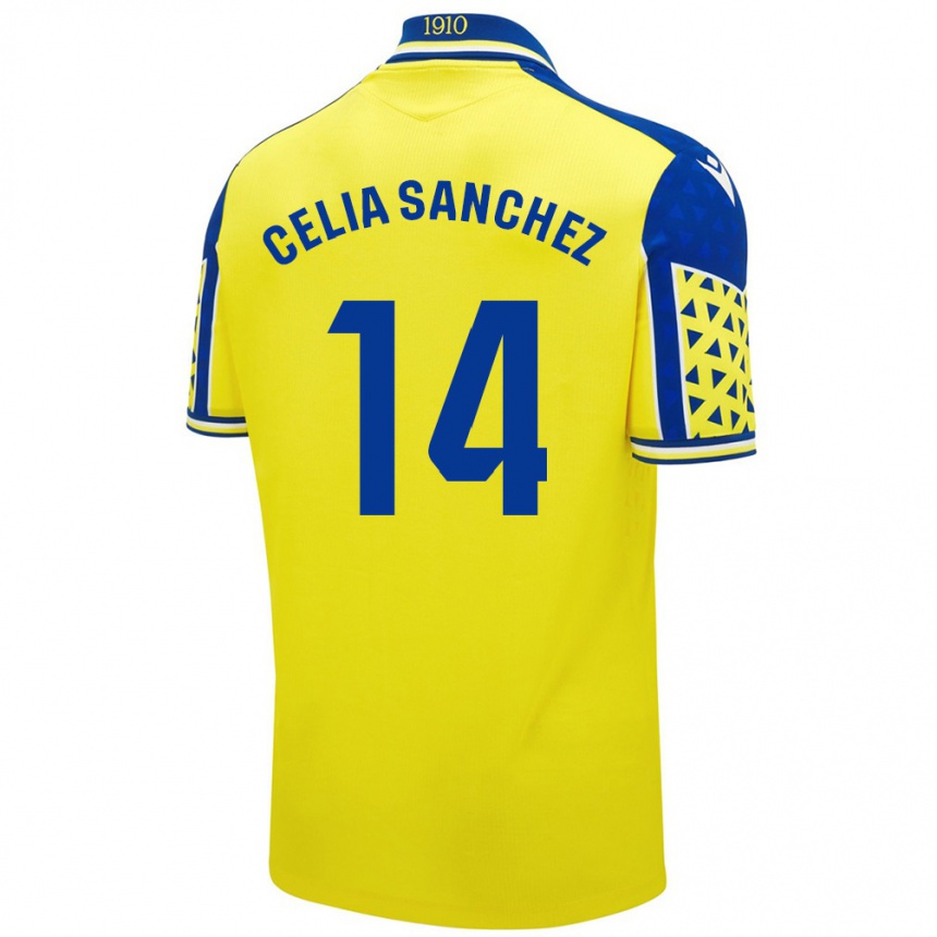 Vaikiškas Celia Sánchez García #14 Geltona Mėlyna Namų Marškinėliai 2024/25 T-Shirt