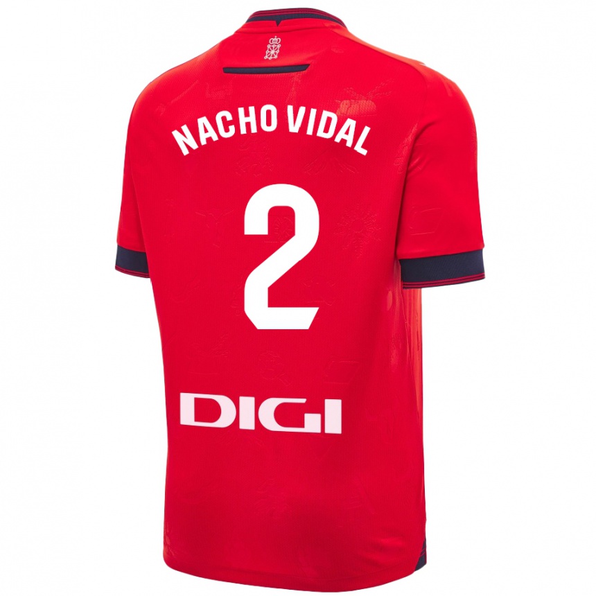 Vaikiškas Nacho Vidal #2 Raudona Balta Namų Marškinėliai 2024/25 T-Shirt