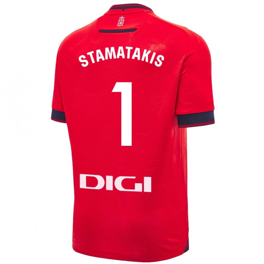 Vaikiškas Dimitrios Stamatakis #1 Raudona Balta Namų Marškinėliai 2024/25 T-Shirt