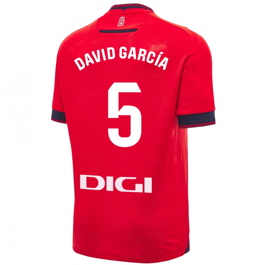 Vaikiškas David García #5 Raudona Balta Namų Marškinėliai 2024/25 T-Shirt