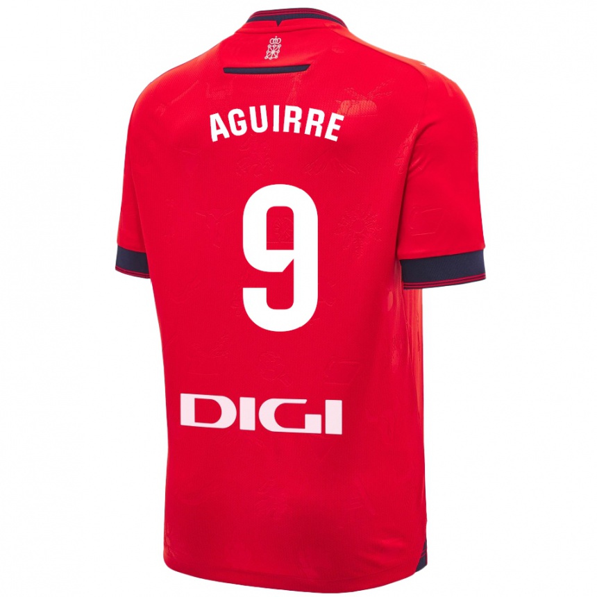 Vaikiškas Jorge Aguirre #9 Raudona Balta Namų Marškinėliai 2024/25 T-Shirt