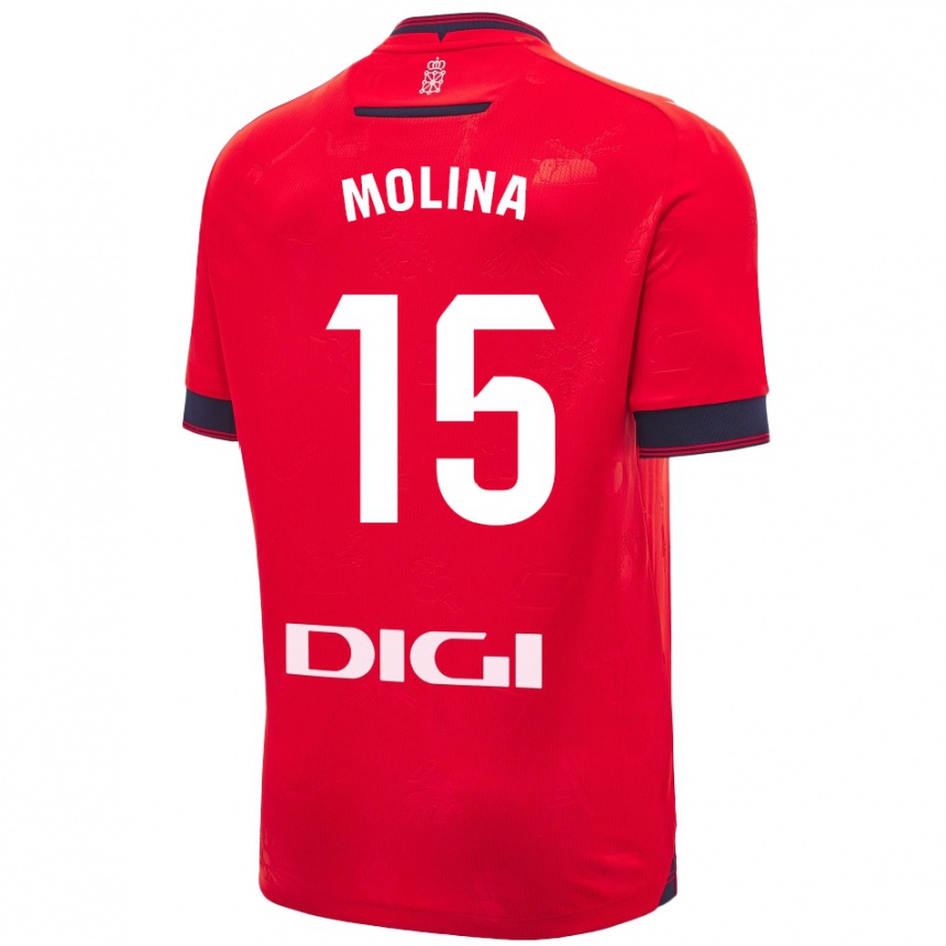 Vaikiškas Guillem Molina #15 Raudona Balta Namų Marškinėliai 2024/25 T-Shirt