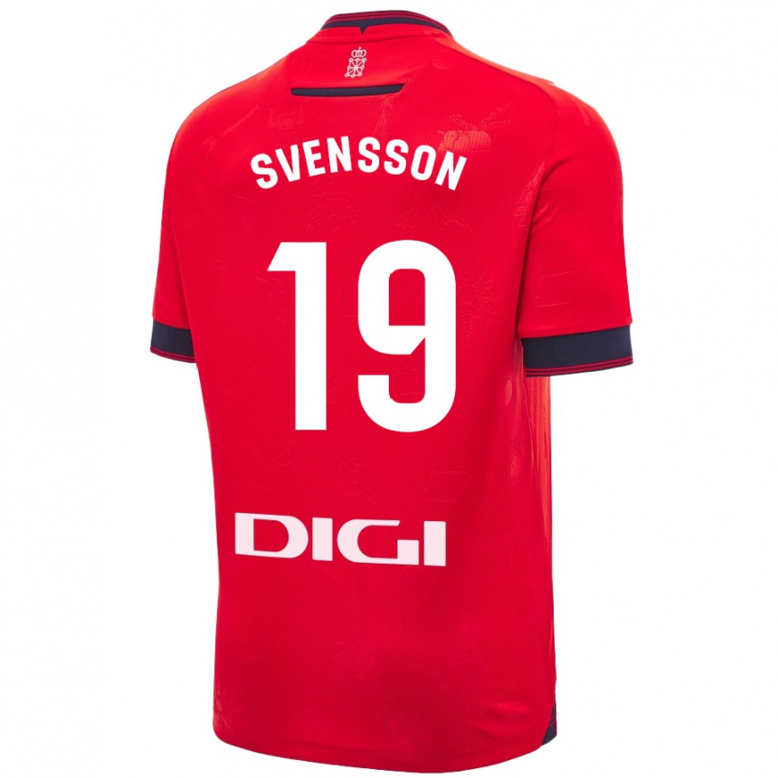 Vaikiškas Max Svensson #19 Raudona Balta Namų Marškinėliai 2024/25 T-Shirt